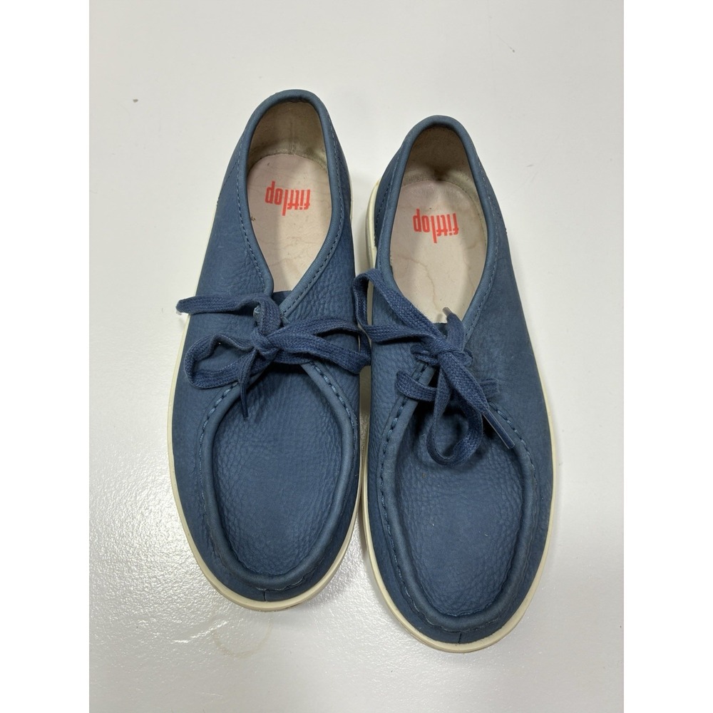 FitFlop Women's Moc Toe Loafers Blue Leather Casual Comfort 7.5 Shoes